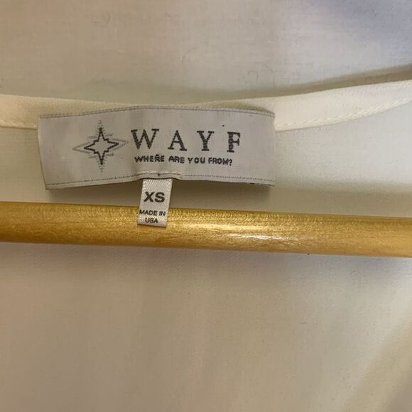 Wayf Ivory Sheer V Neck Wrap Front High Low Hem LS Blouson Blouse Size XS - Picture 5 of 13